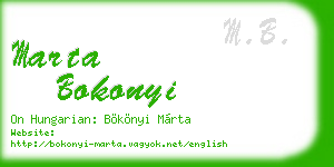 marta bokonyi business card
